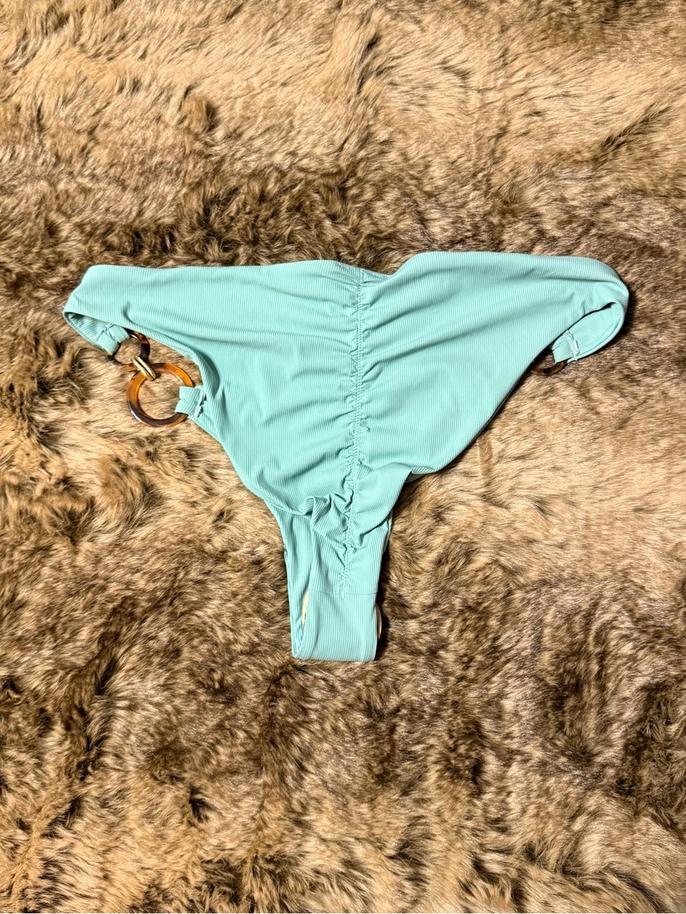 Bahimi Mint Green Ribbed Bikini Bottom with Gold Rings - Picture 5 of 8